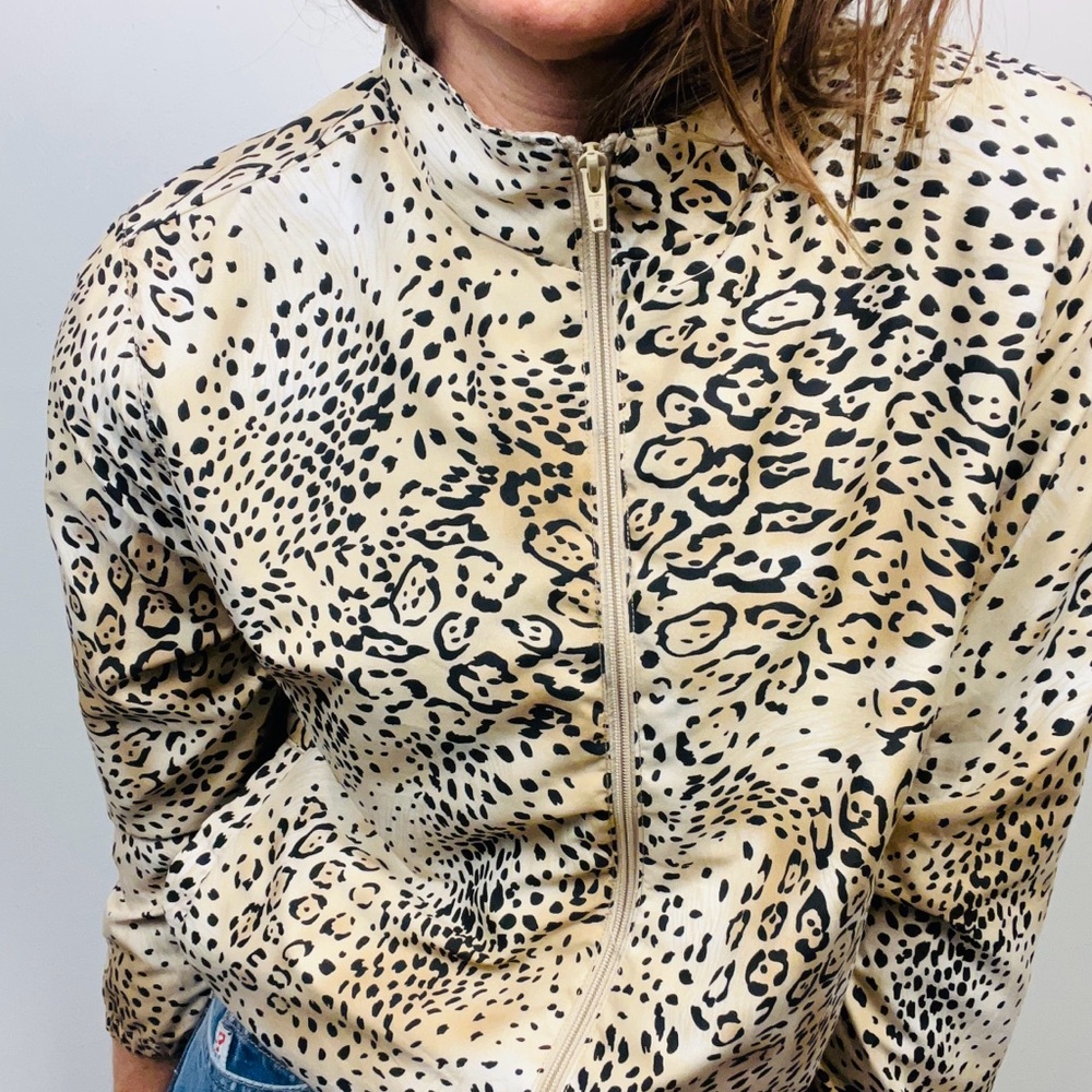 Vintage KT Golf Leopard Print Track Jacket – Gold Animal Print Windbreaker – M - Picture 11 of 11